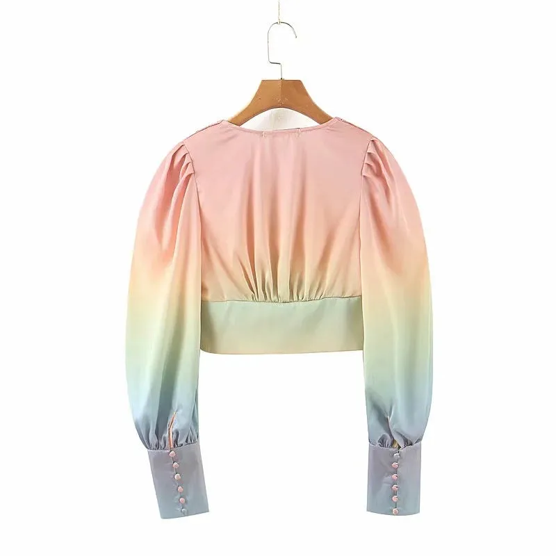 Fashion Women's Summer Bubble Sleeve Long Sleeve Shirt