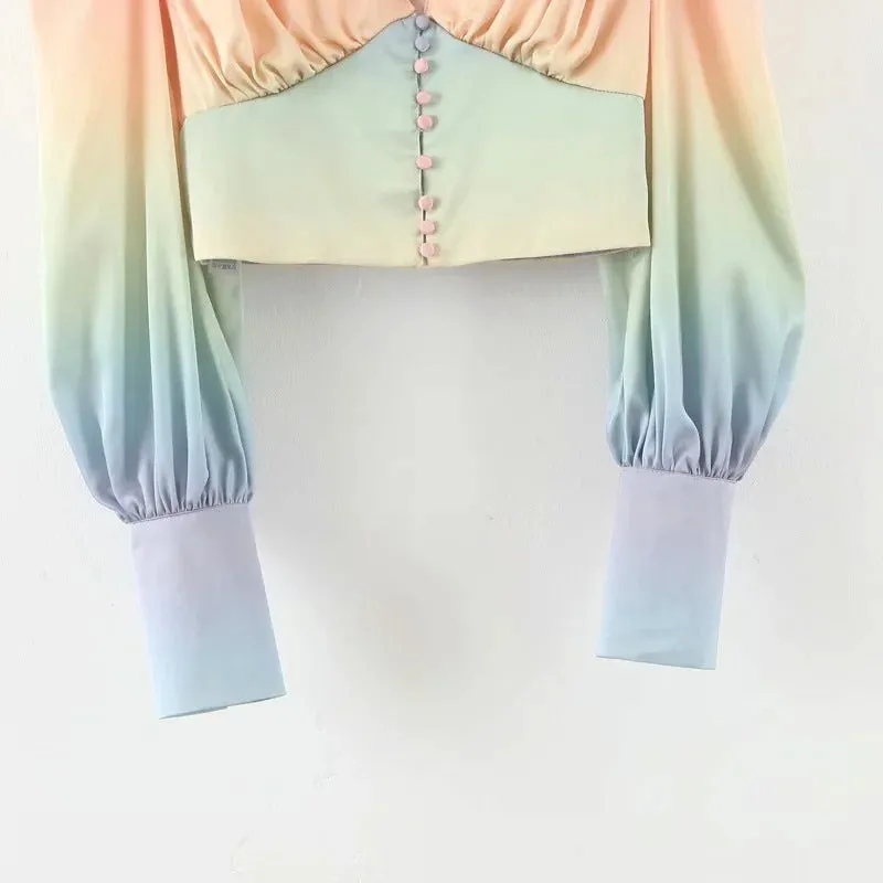 Fashion Women's Summer Bubble Sleeve Long Sleeve Shirt