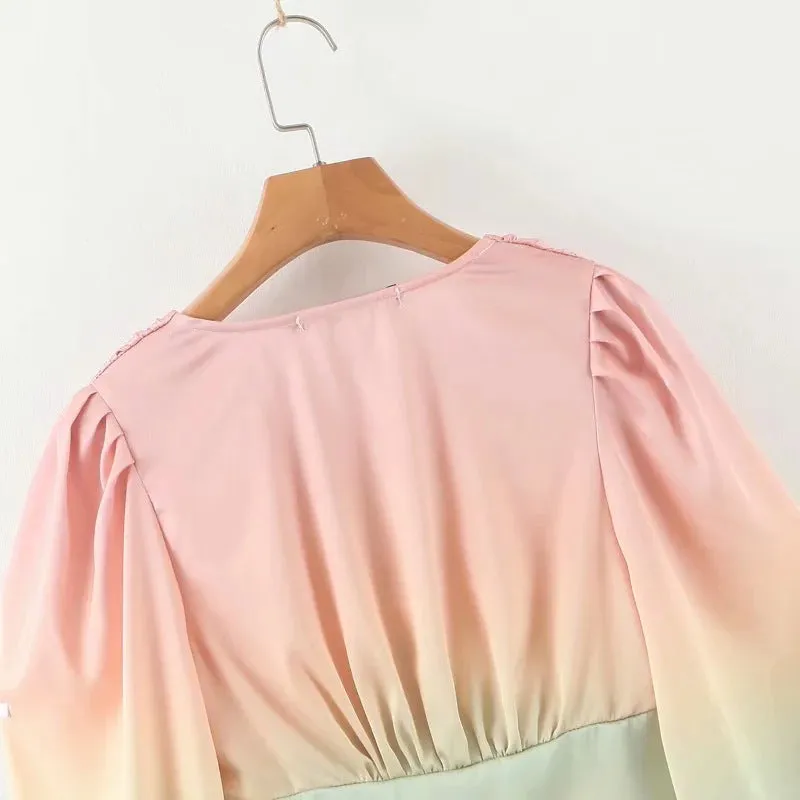 Fashion Women's Summer Bubble Sleeve Long Sleeve Shirt
