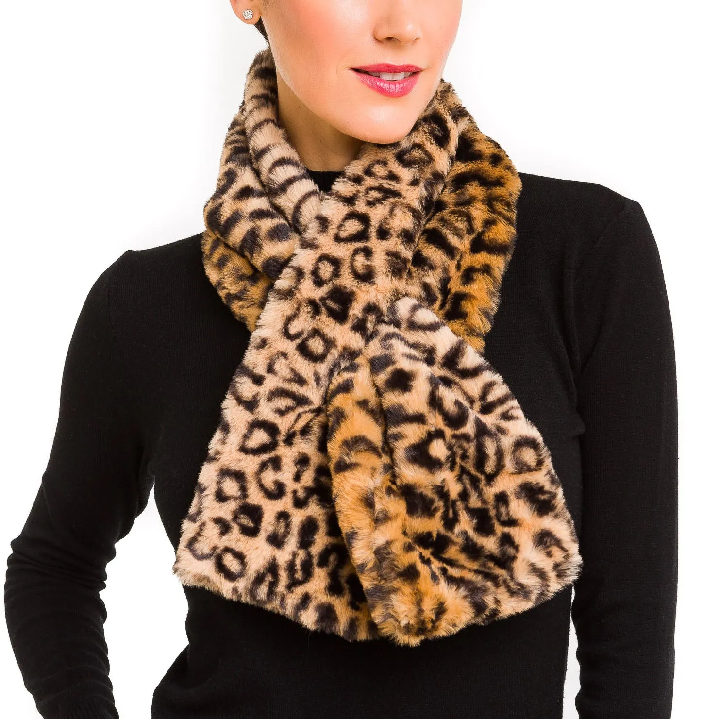 Faux Fur Collar Scarf for Women (Leopard)