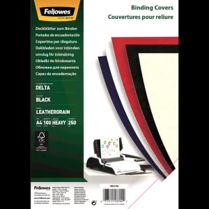 Fellowes FSC Certified Leathergrain Covers - Black A4