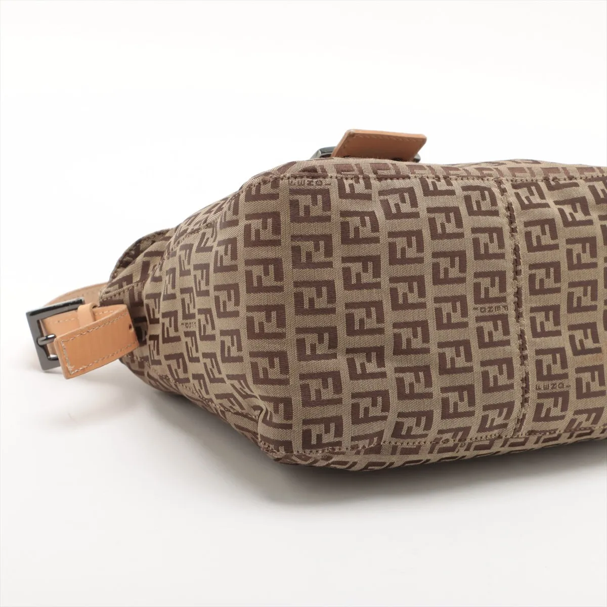 Fendi Zucchino Mamma Baguette Canvas &amp; Leather Handbag Brown  #2445