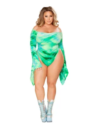FF113 - Tie-Dye Velvet Long Sleeve Gypsy Bodysuit