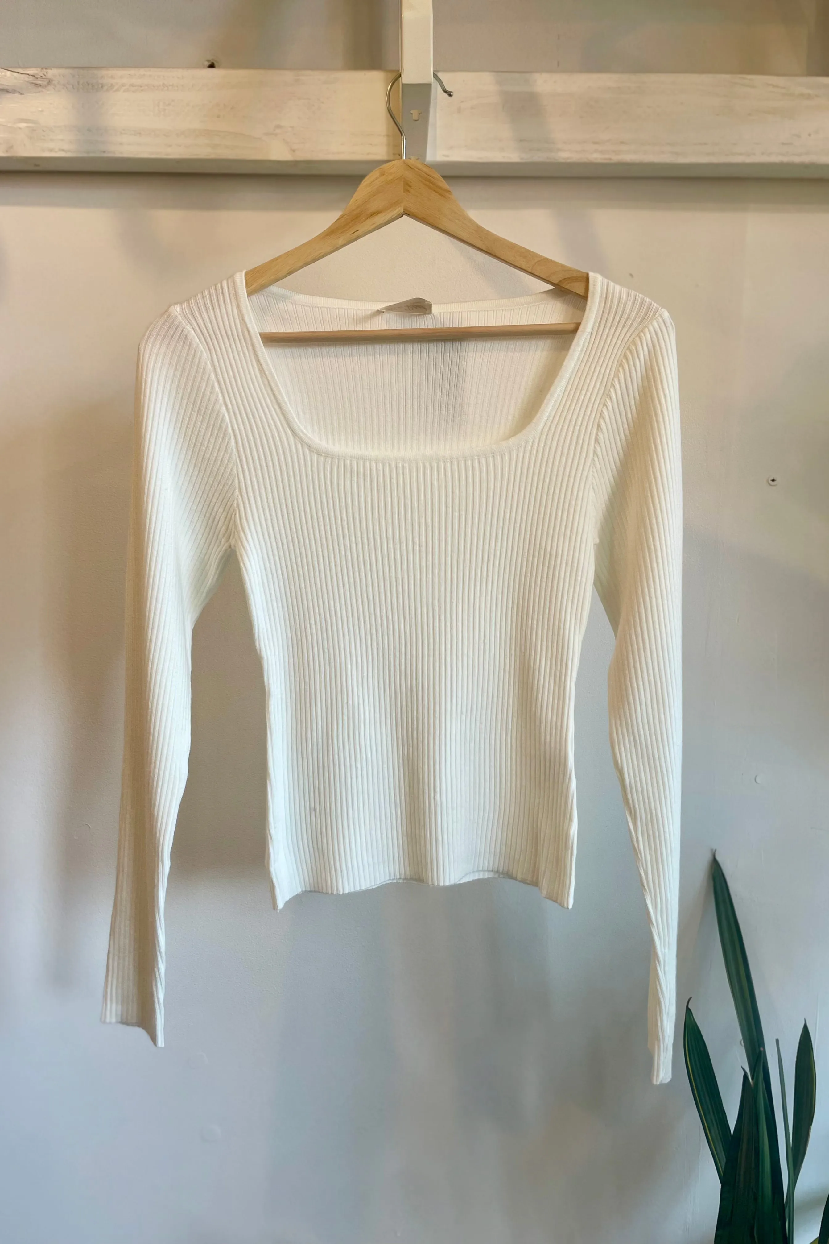 Final Sale - Square Neck Ribbed Pullover