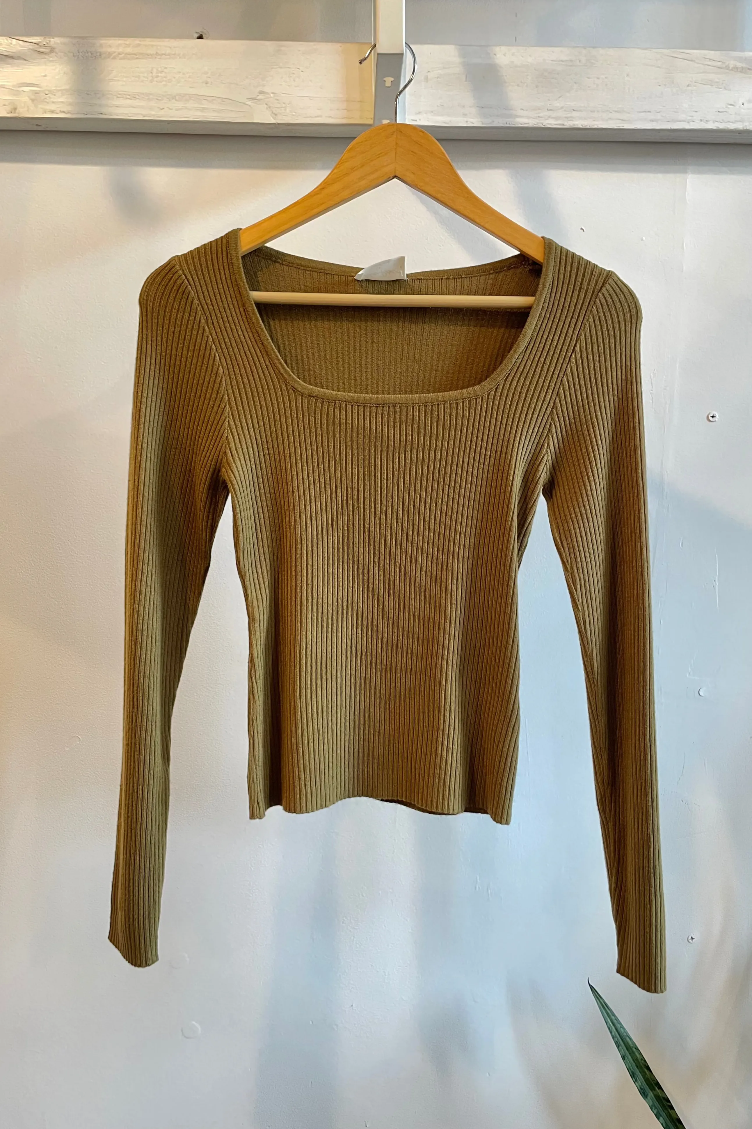 Final Sale - Square Neck Ribbed Pullover