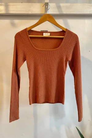 Final Sale - Square Neck Ribbed Pullover