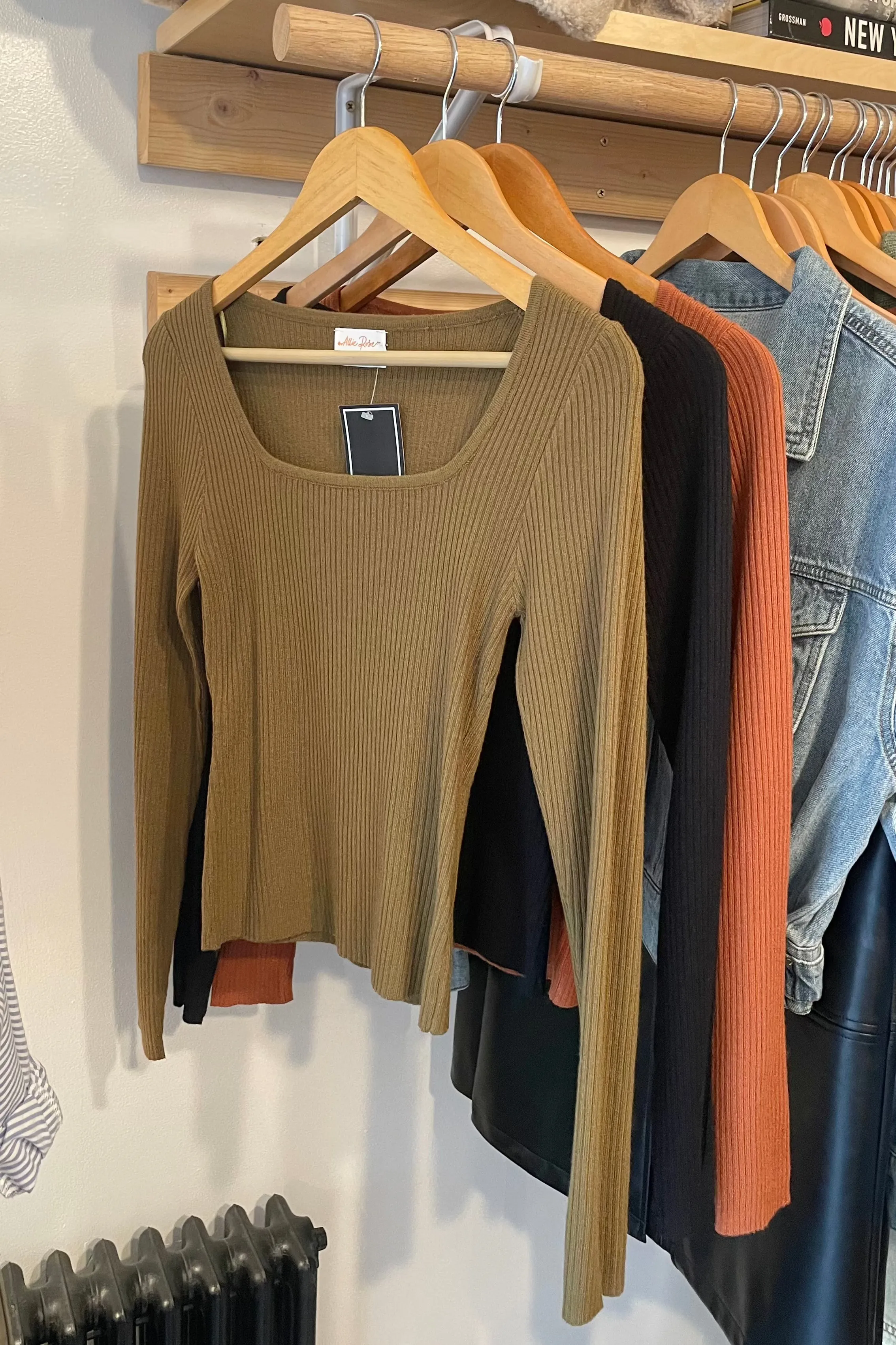 Final Sale - Square Neck Ribbed Pullover