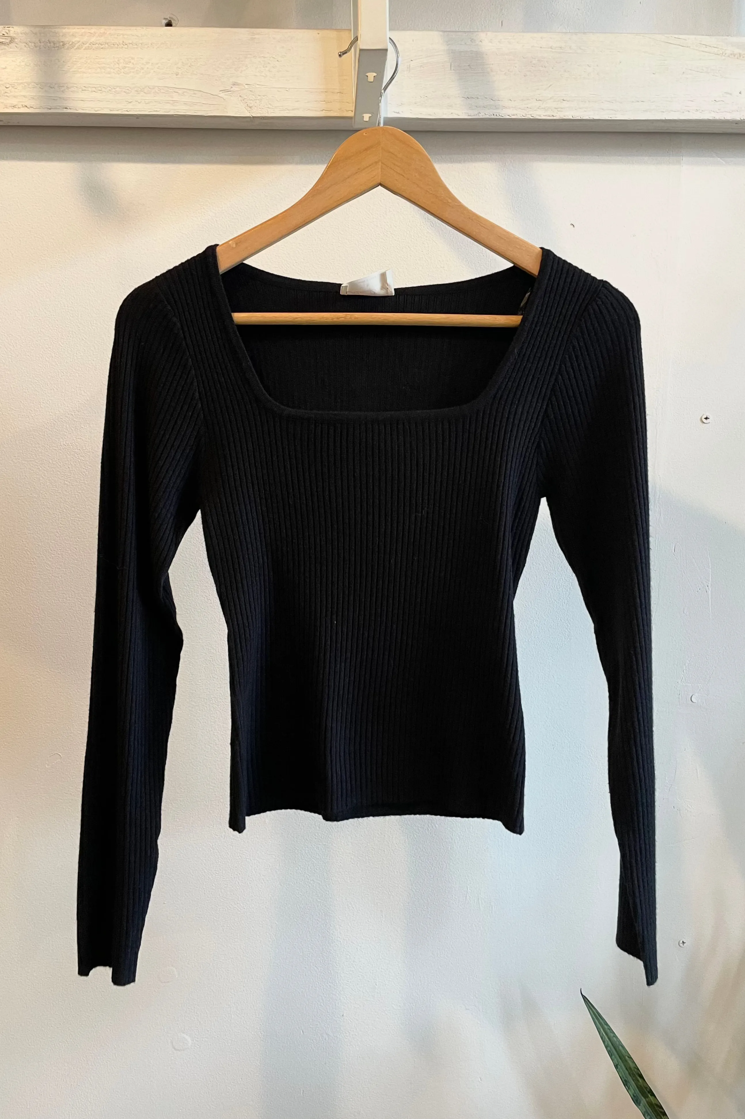 Final Sale - Square Neck Ribbed Pullover