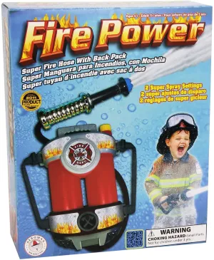 Fire Power Super Soaking Fire Hose Back Pack by Aeromax! 2 spray settings Shoots up to 30', with 60 sprays per fill up! Ages 3 