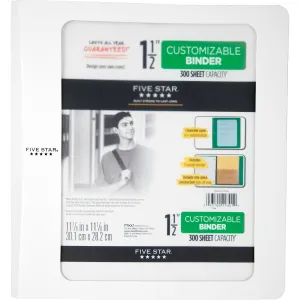 Five Star Customizable 1-1/2" D-ring Plastic Binder