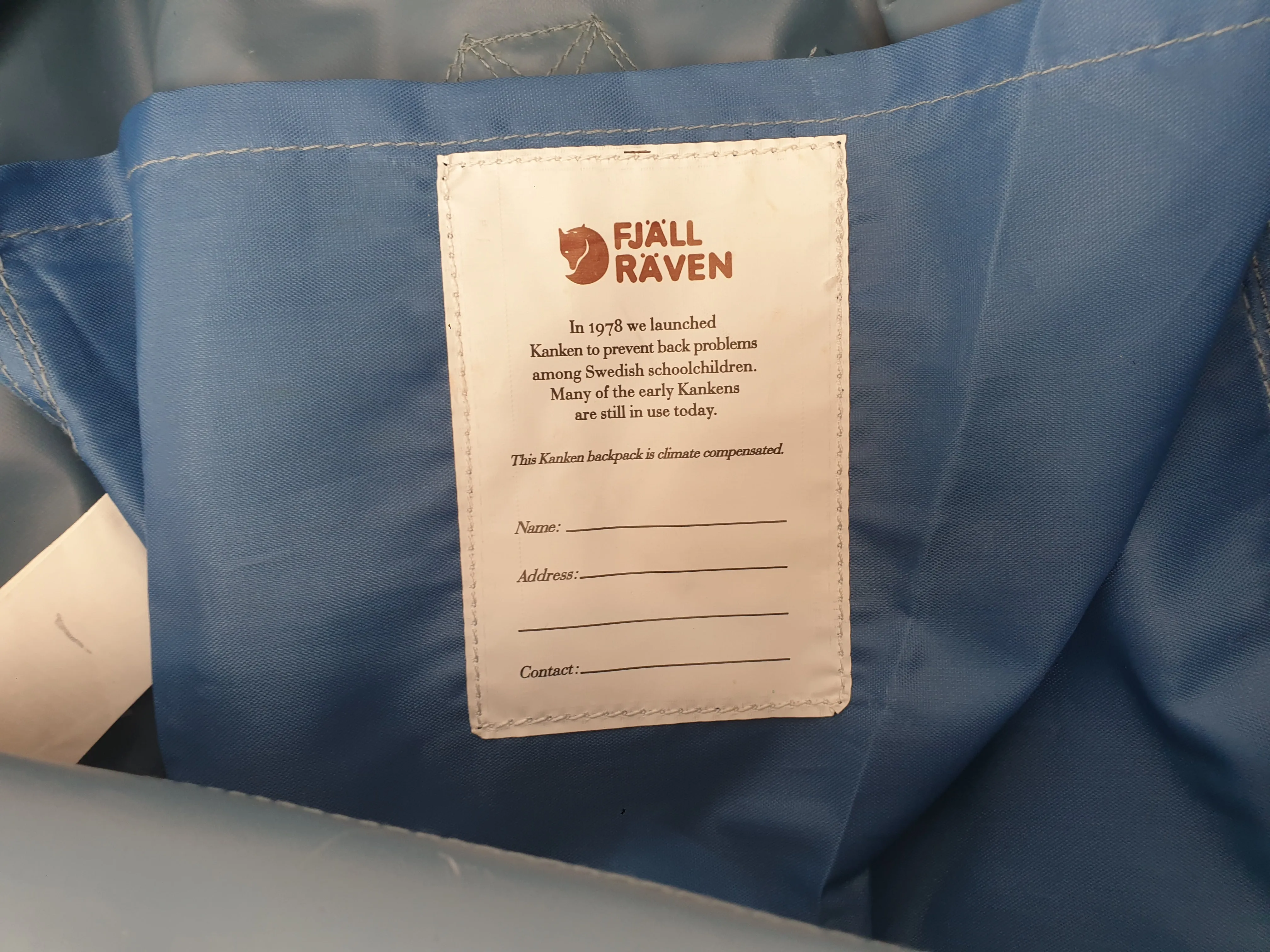 Fjallraven Kanken medium blue backpack