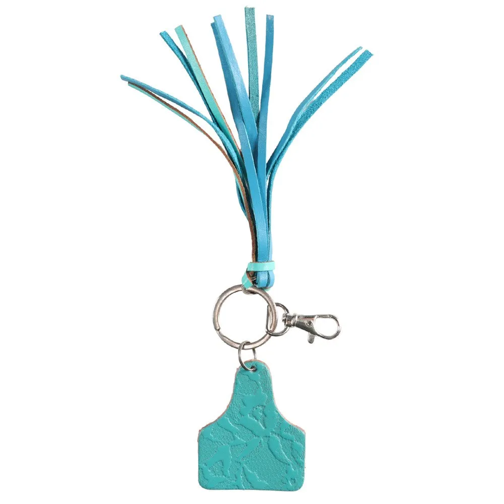 Fort Worth Ear Tag Tassel Key Ring Turquoise