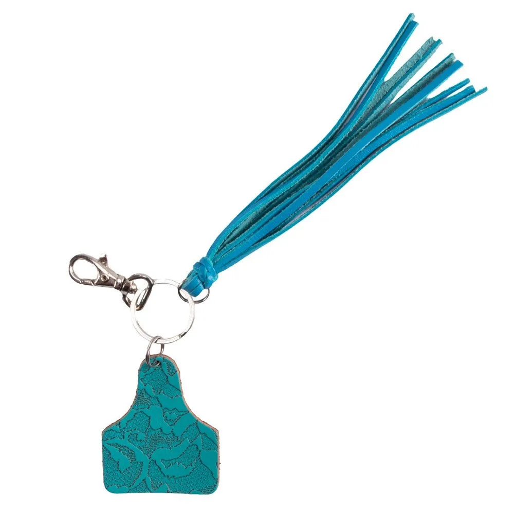 Fort Worth Ear Tag Tassel Key Ring Turquoise