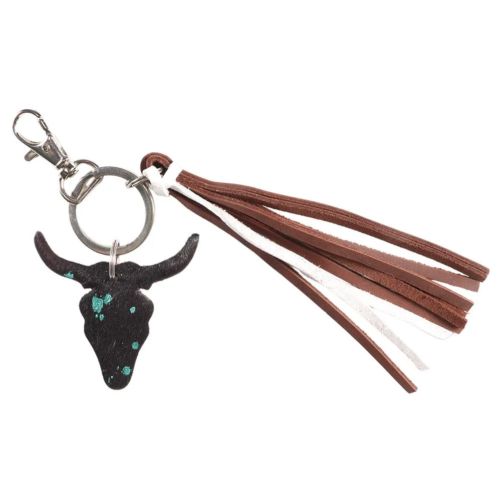 Fort Worth Long Horn Black Brown Key Ring