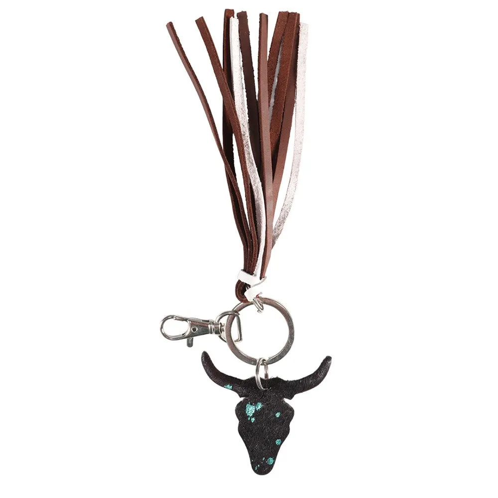Fort Worth Long Horn Black Brown Key Ring