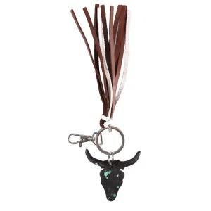 Fort Worth Long Horn Black Brown Key Ring