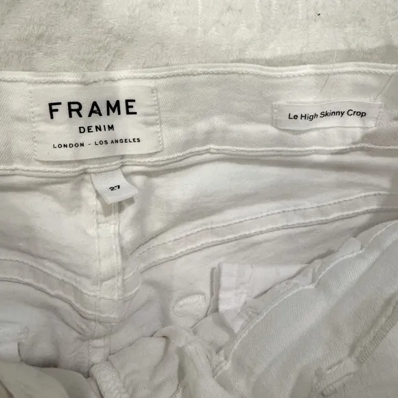 Frame Denim Jeans Size 27 Le Skinny de Jeanne White Distressed Crop