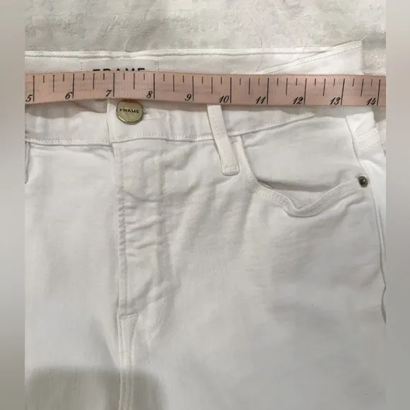 Frame Denim Jeans Size 27 Le Skinny de Jeanne White Distressed Crop