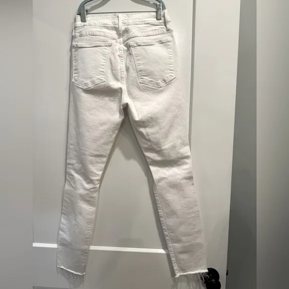 Frame Denim Jeans Size 27 Le Skinny de Jeanne White Distressed Crop