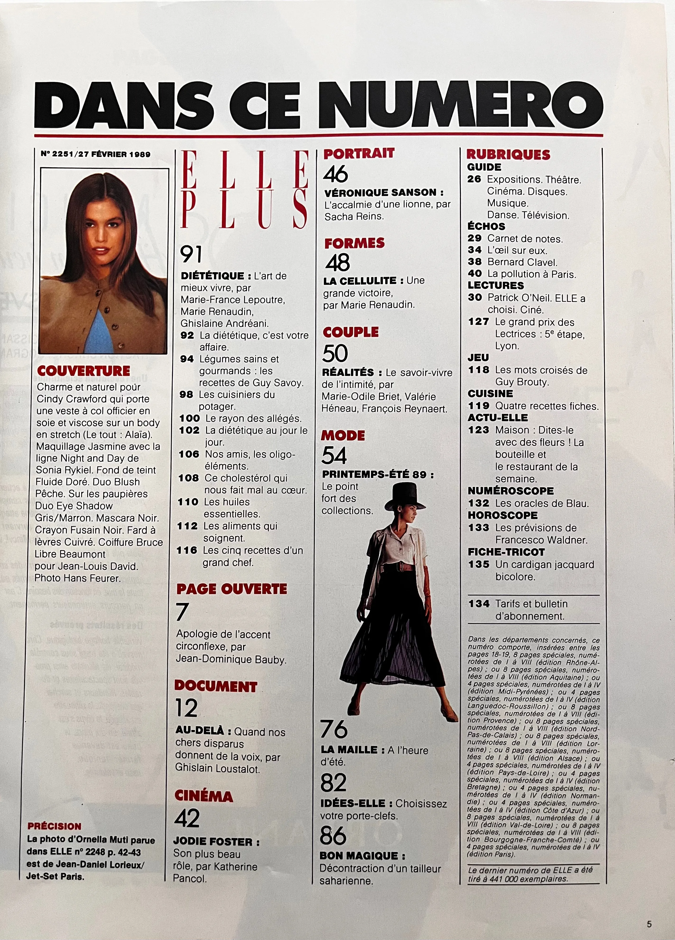 French Elle Magazine - 27 février 1989 - n.2251