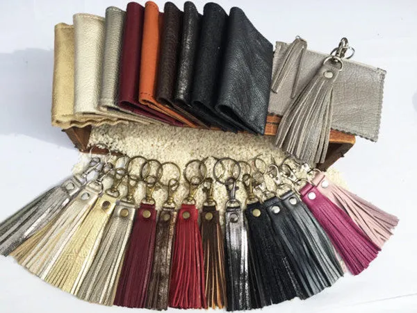 Fringe Tassel Key Chain Black Platinum