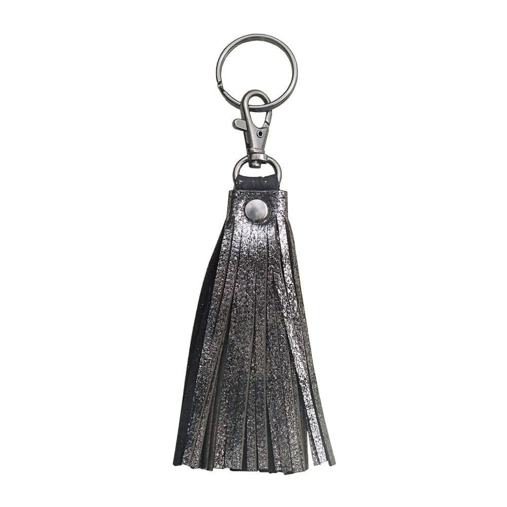 Fringe Tassel Key Chain Black Platinum