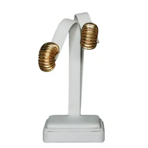 Gay Boyer Gold Ribbed Hoop Earrings