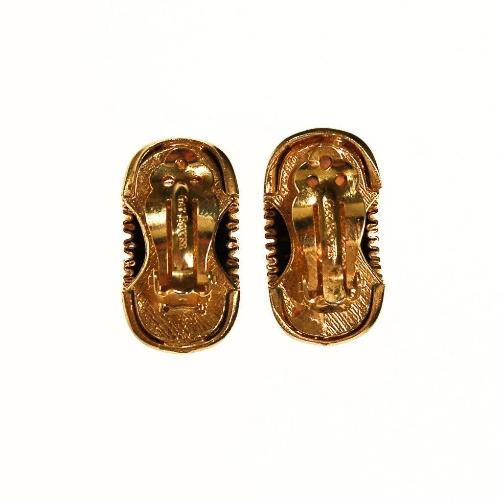 Gay Boyer Gold Ribbed Hoop Earrings