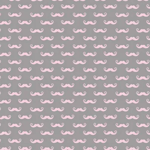 Geekly Chic Geekly Small Mustache Gray by Riley Blake Designs