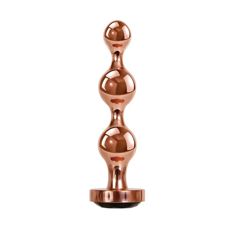 Gender X Gold Digger - Large Rose Gold Butt Plug with Black Gem Base