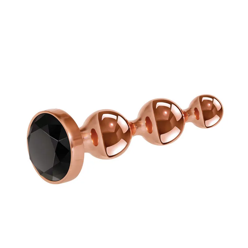 Gender X Gold Digger - Large Rose Gold Butt Plug with Black Gem Base