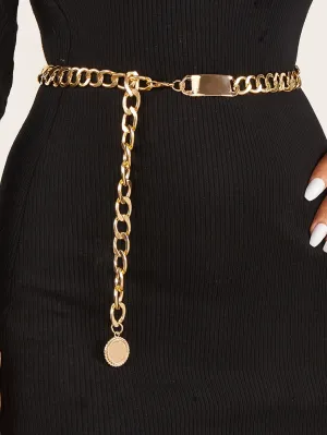 Geometric Decor Chain Belt - Gold