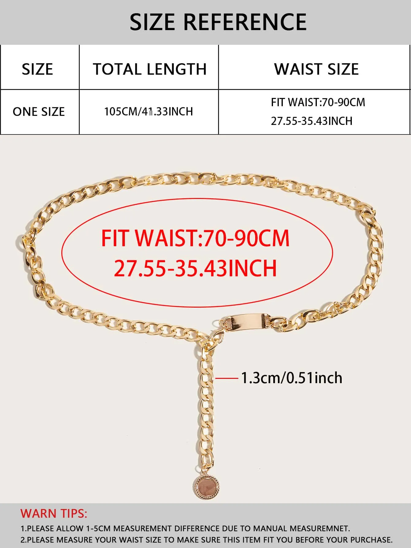 Geometric Decor Chain Belt - Gold