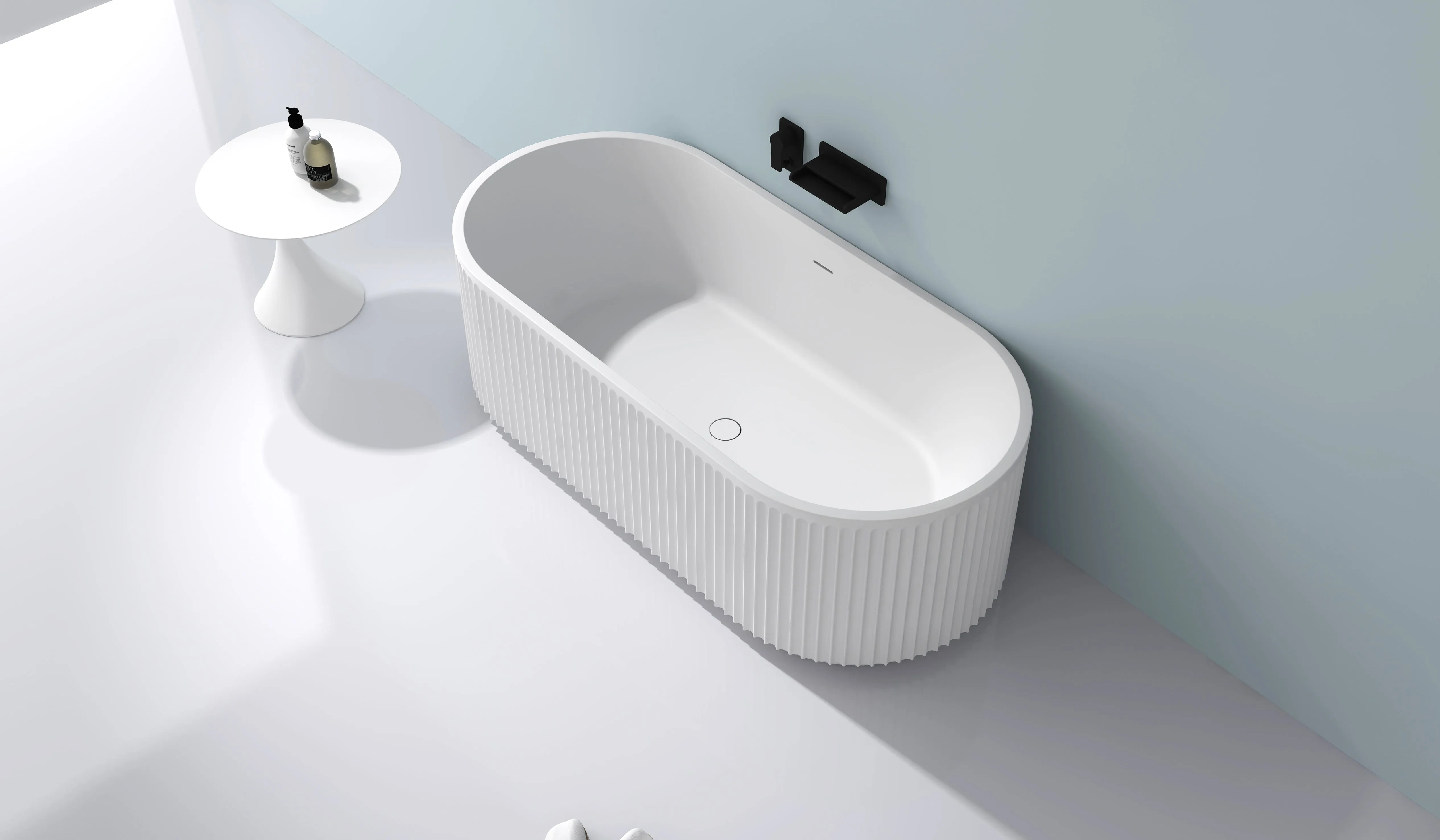 Gia Fluted Designer Stone Bath - 1700mm - G65210