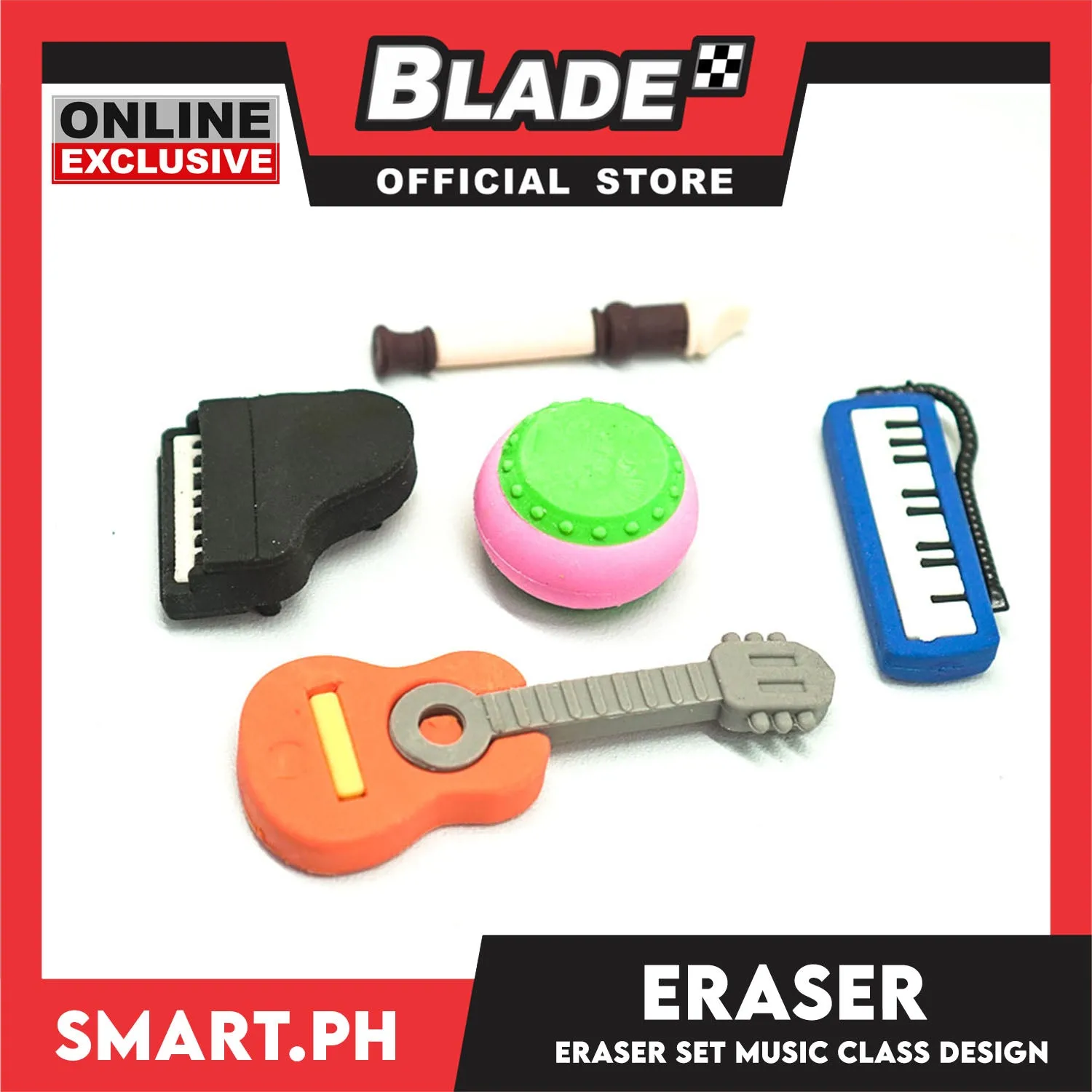 Gifts Eraser Set Music and P.E Class Design Assorted