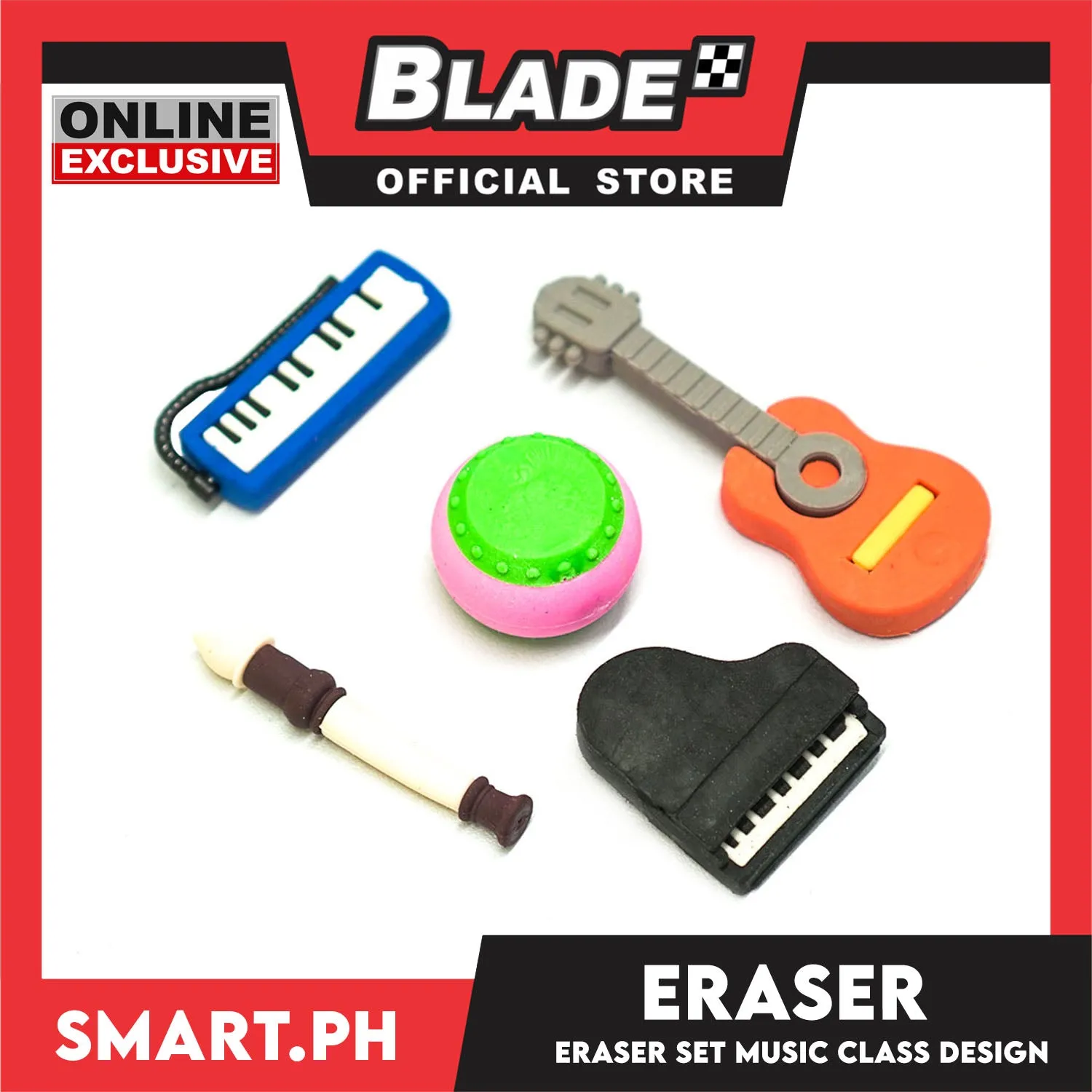 Gifts Eraser Set Music and P.E Class Design Assorted