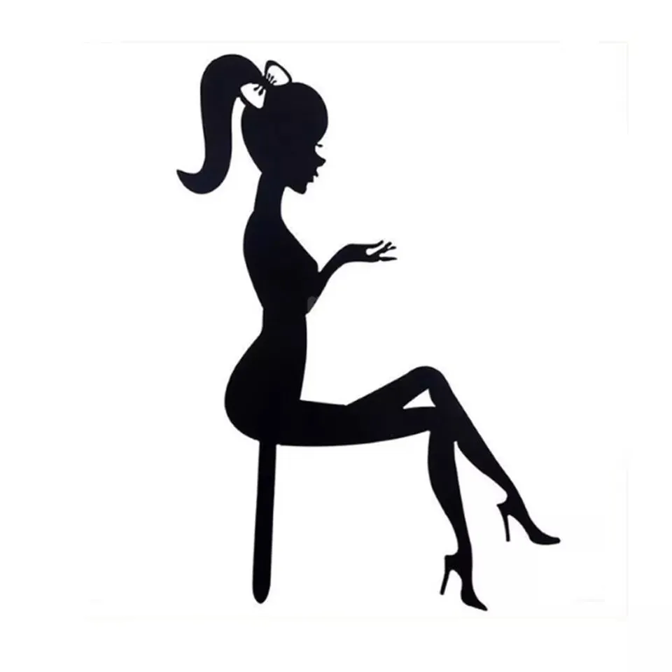 GIRL/LADY  SITTING SILHOUETTE CAKE TOPPER