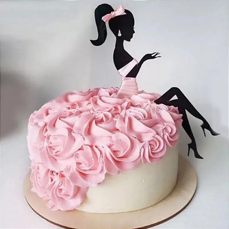 GIRL/LADY  SITTING SILHOUETTE CAKE TOPPER