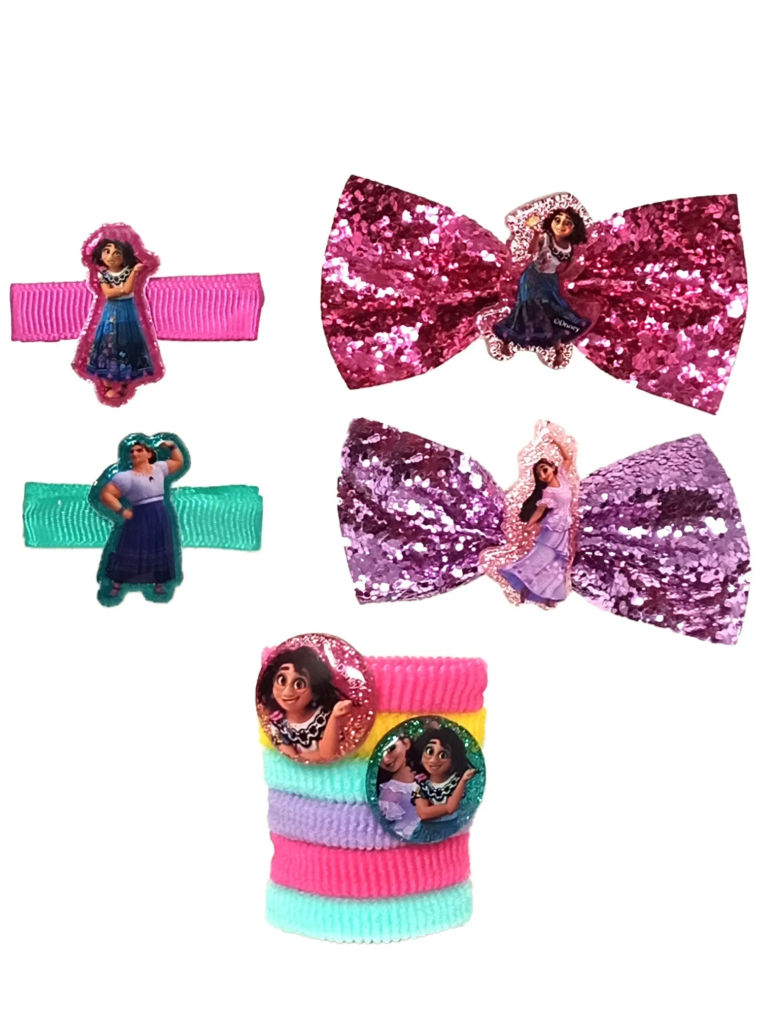 Girls Encanto Hair Accessories Set Hair Ties Clips Bows Maribel Isabella 10-Pcs