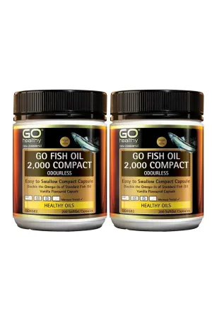 GO HEALTHY Fish Oil 2000mg Compact 2x 200 Capsules