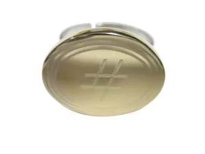 Gold Toned Etched Oval Pound Hash Tag Symbol Pendant Adjustable Size Fashion Ring