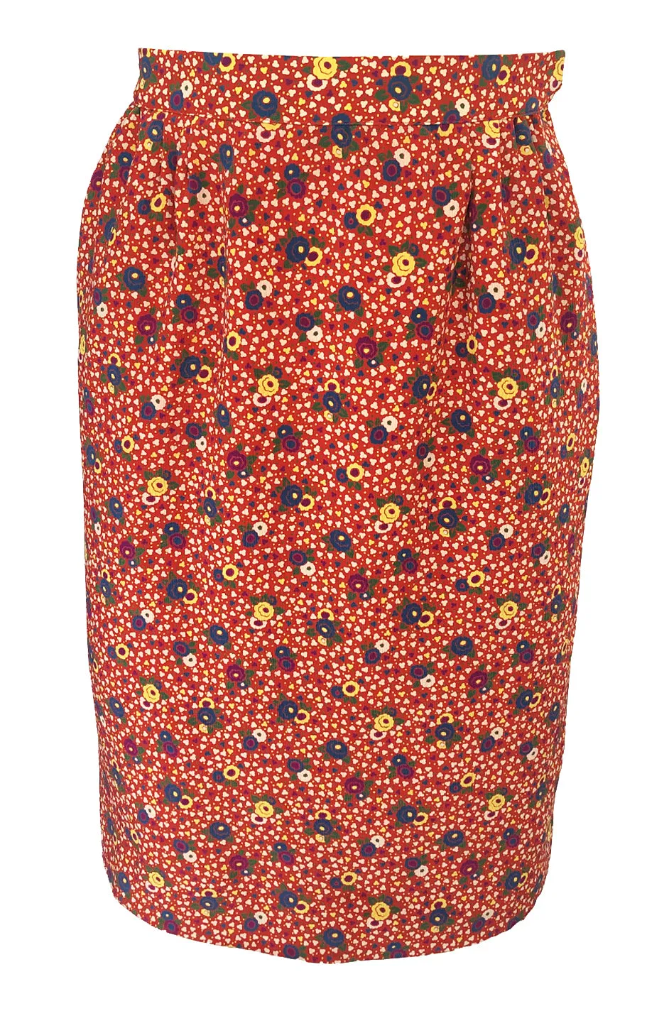 Gorgeous 1970s Valentino Floral Printed Red Silk Jacket and Skirt Suit Set