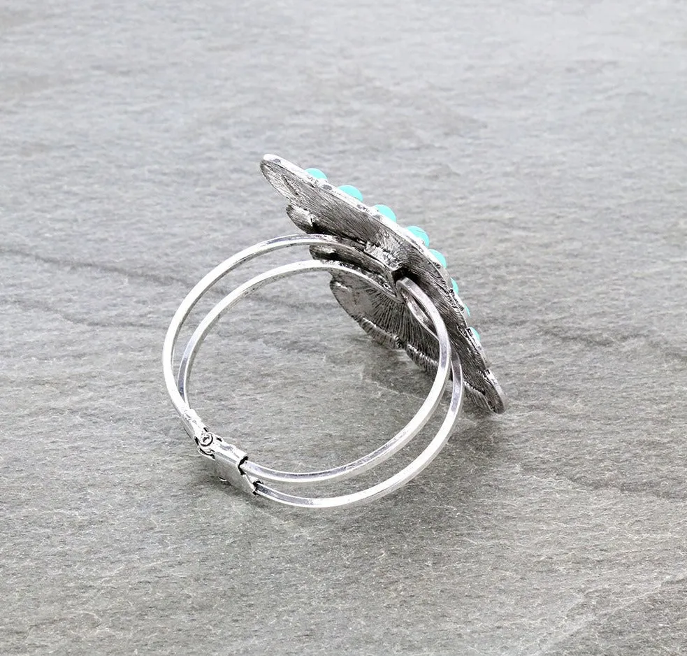 Grandview Large Face Hinged Bracelet - Turquoise