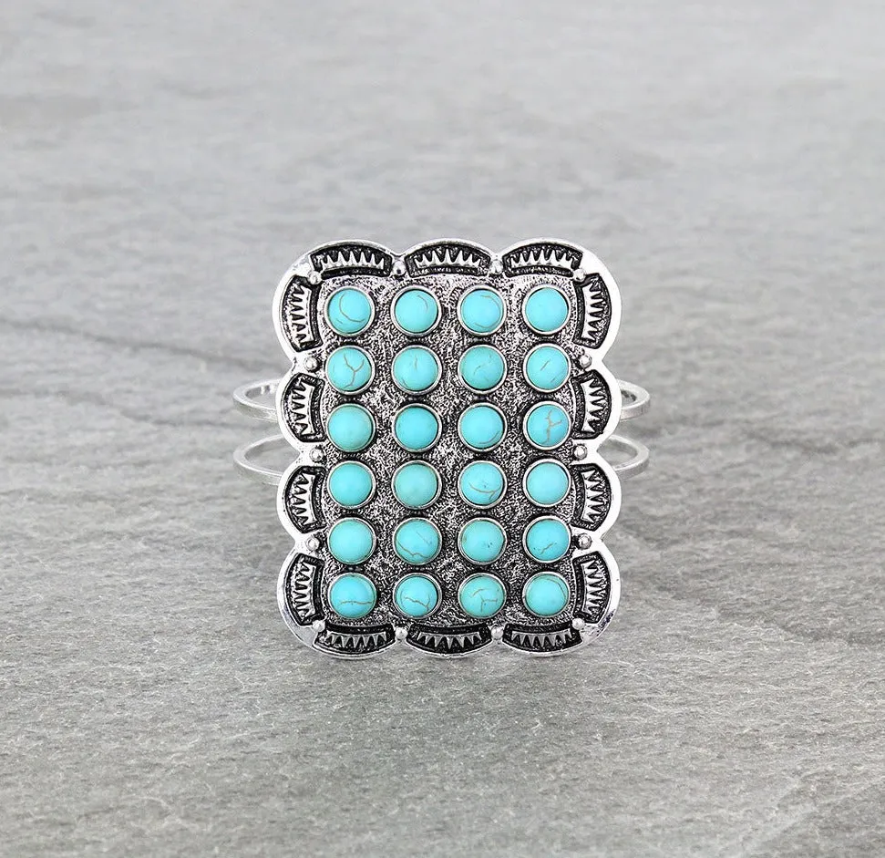Grandview Large Face Hinged Bracelet - Turquoise