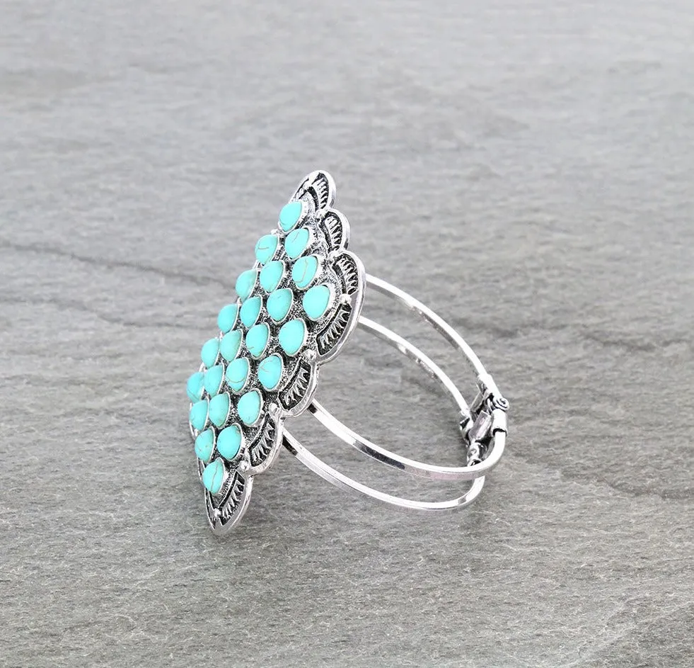 Grandview Large Face Hinged Bracelet - Turquoise