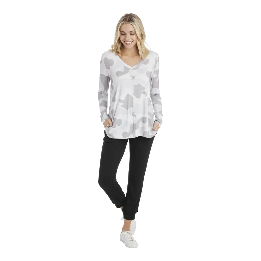 Gray Camo Print Top