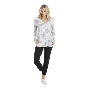 Gray Camo Print Top