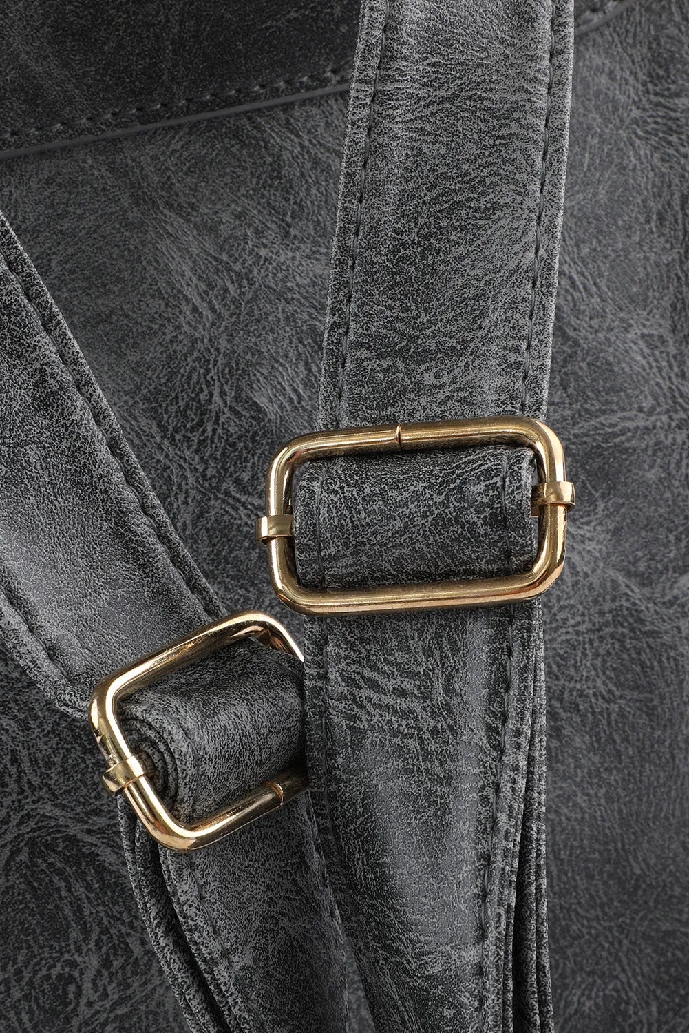 Gray Casual Versatile PU Leather Backpack