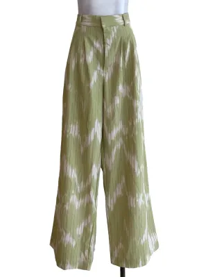 Green Abstract Striped Pants