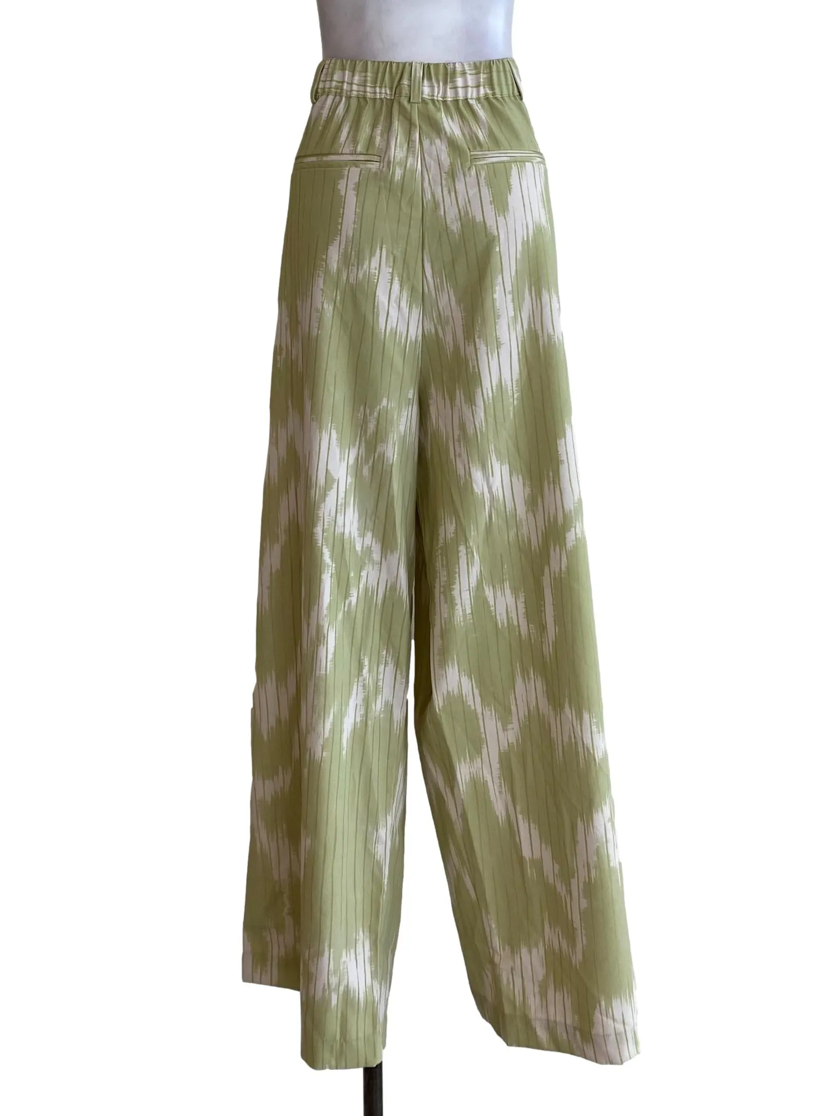 Green Abstract Striped Pants